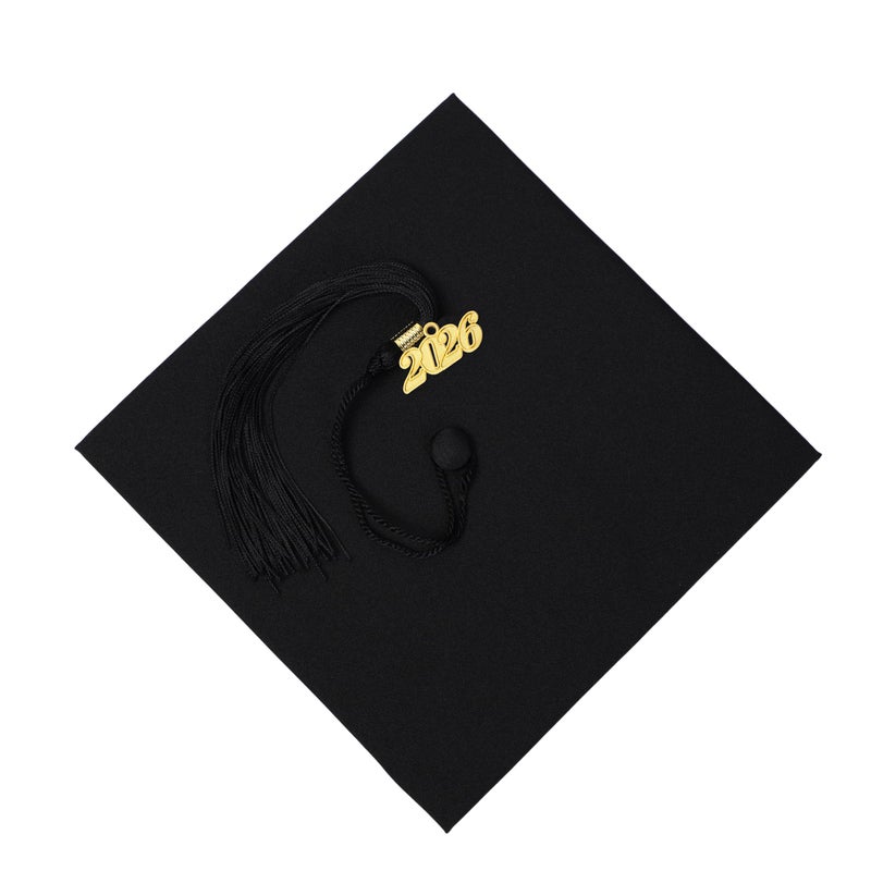 FtyFty Unisex Adult Matte Graduation Cap with Tassel Year Charm (Black) - Image 3